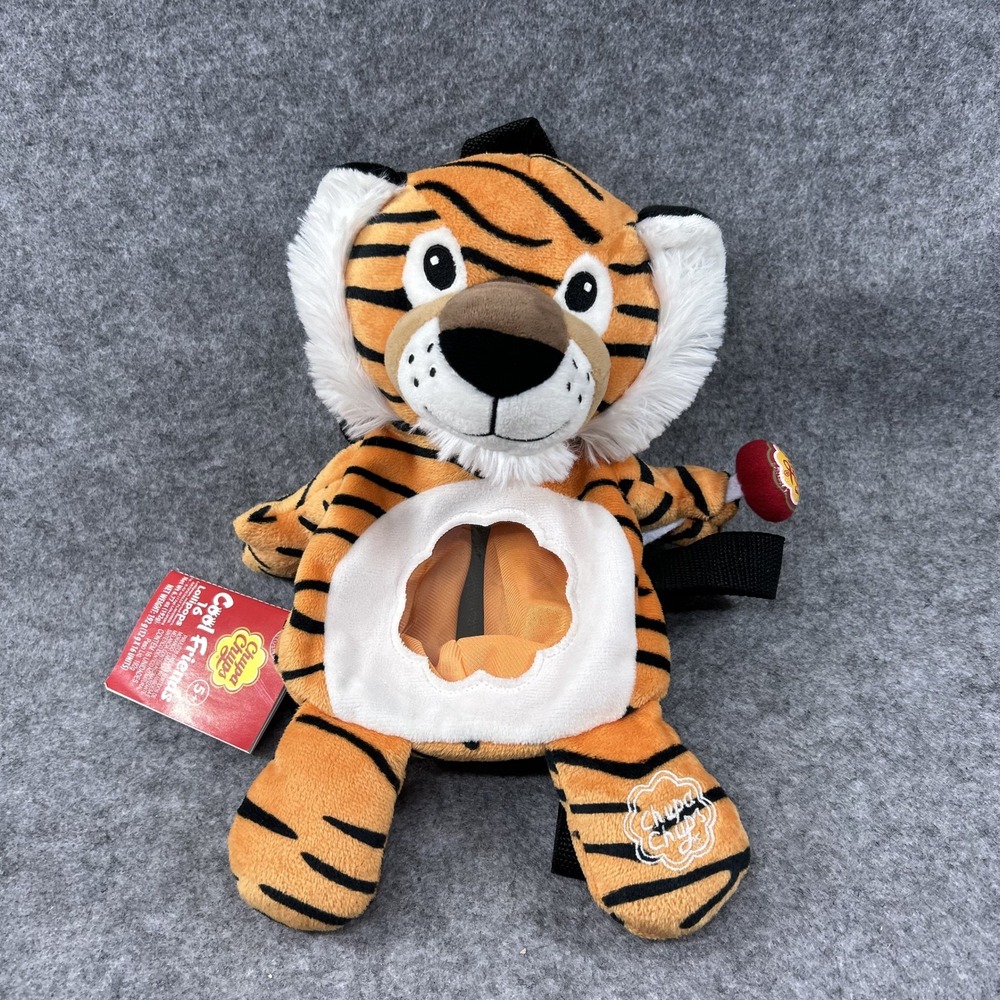 Chupa Chups Cool Friends Tiger Plush Backpack OS Orange Striped Soft Toy